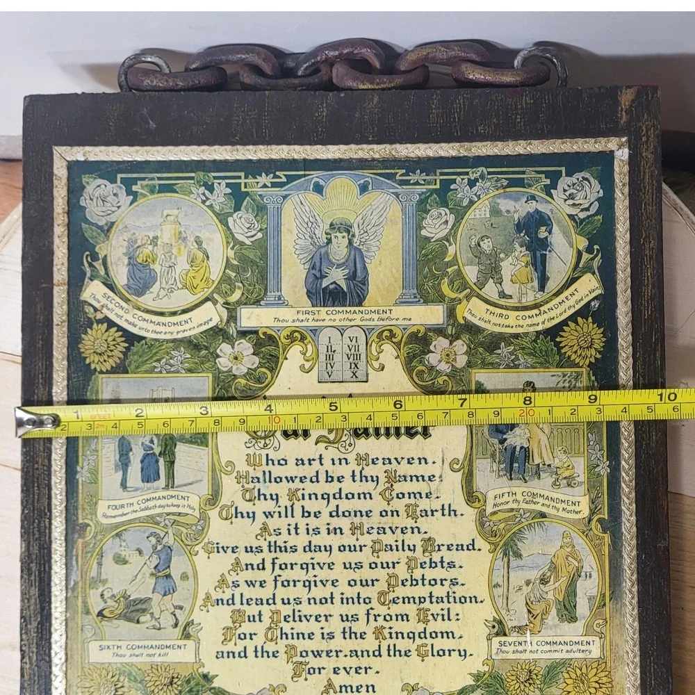 Vintage 1925 Wilson Chemical Co Tyrone PA Lords Prayer Ten Commandments Plaque